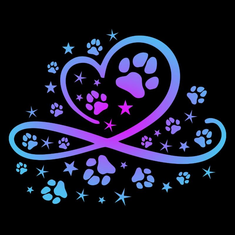 Herz mit Pfötchen und Sternen