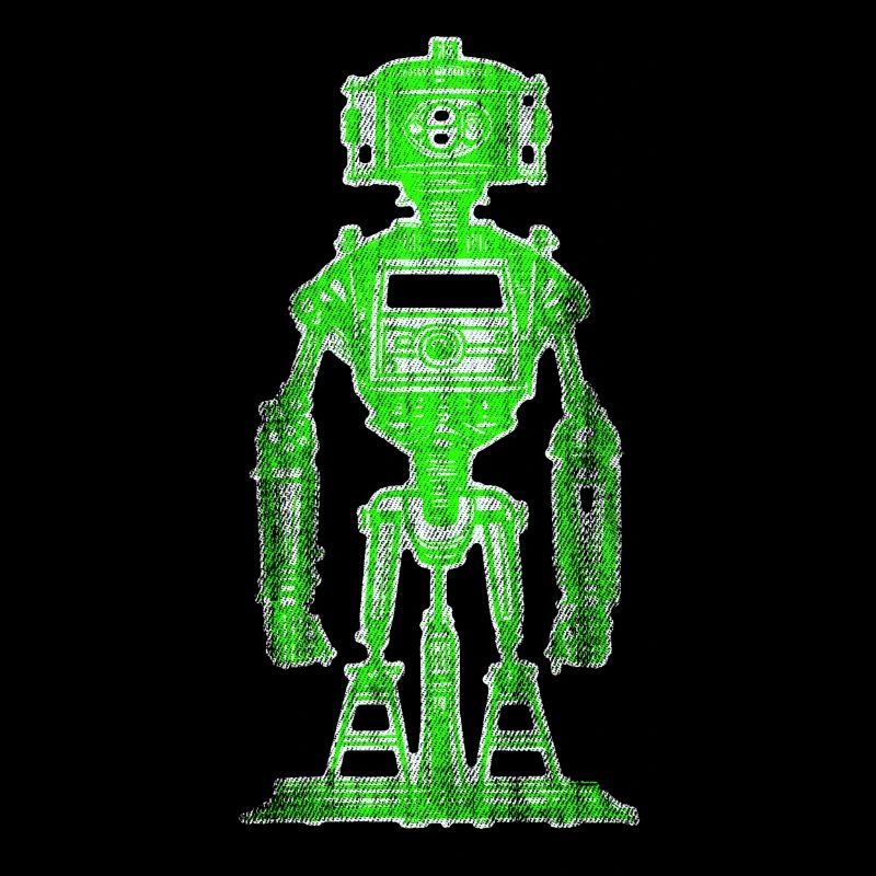Dessin de robot vert néon