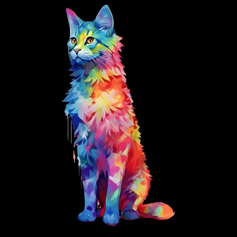 Beau chat coloré dans un motif de couleur différent