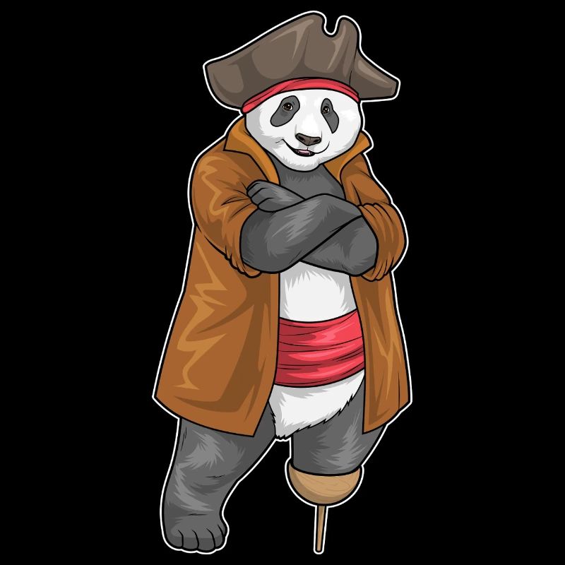 Panda Pirate Jambe en Bois