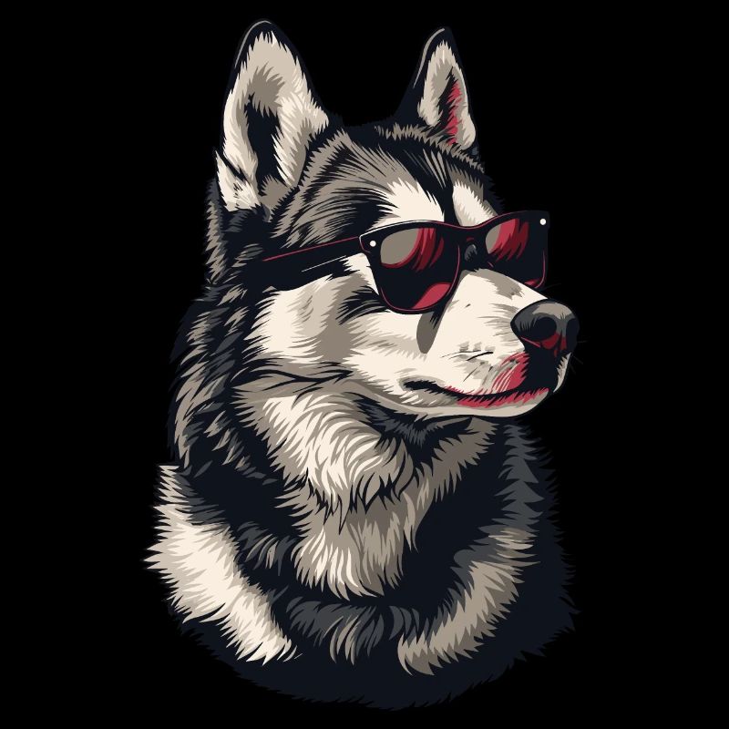 Chien husky avec lunettes de soleil