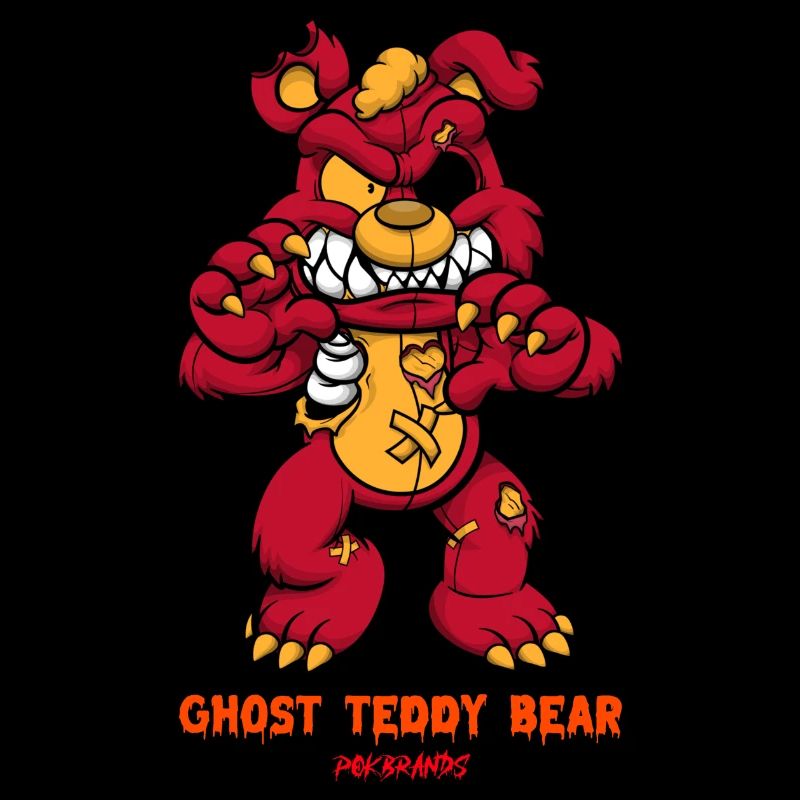 Ghost teddy bear design comics style