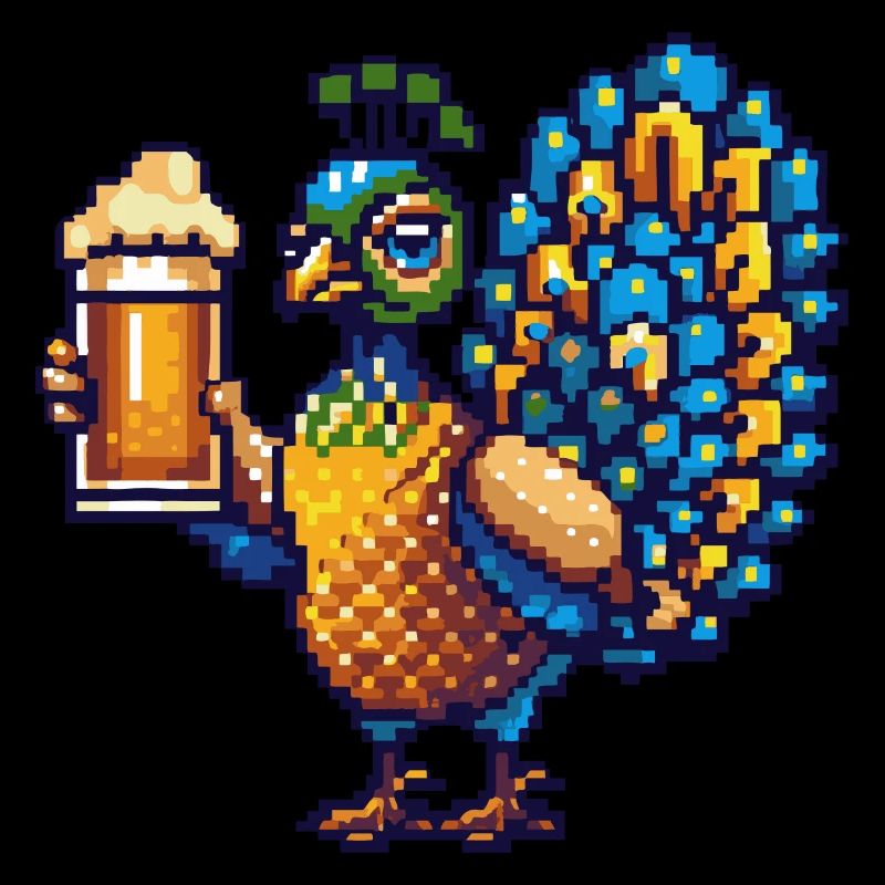 Peacock Bird Beer Pixel