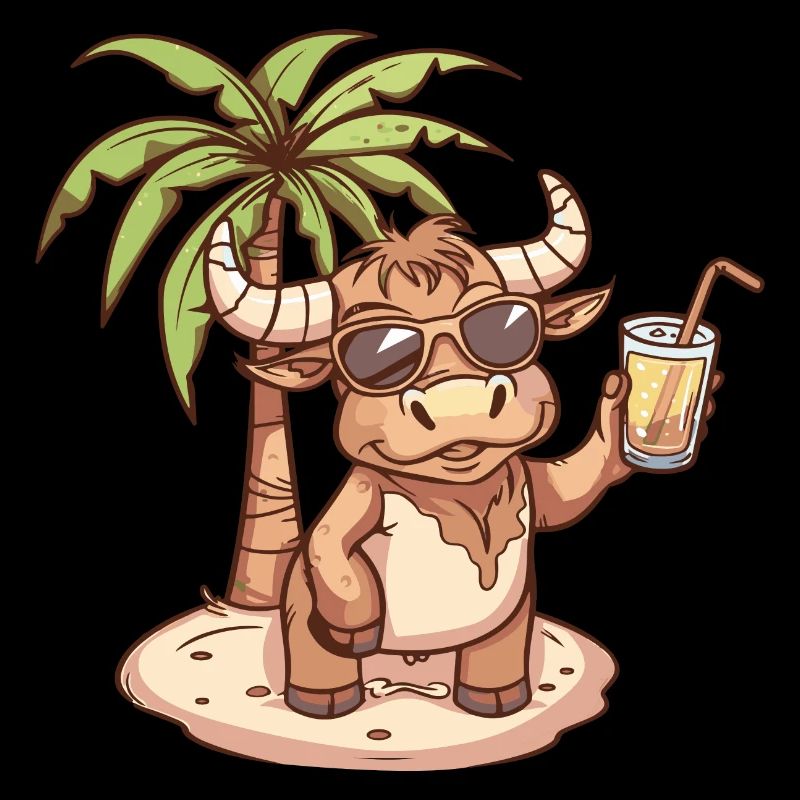 Stier Sommer Strand Comic