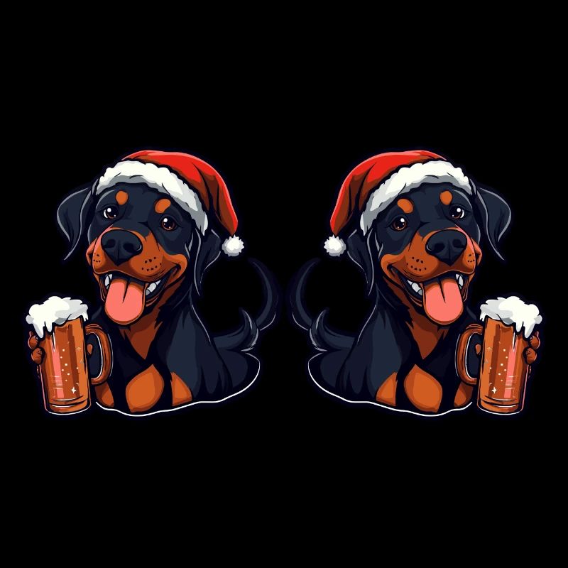 Équipe de bière de Noël Doberman Dog