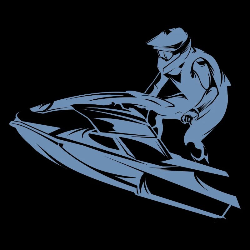 Fast-paced jet ski in silhouette