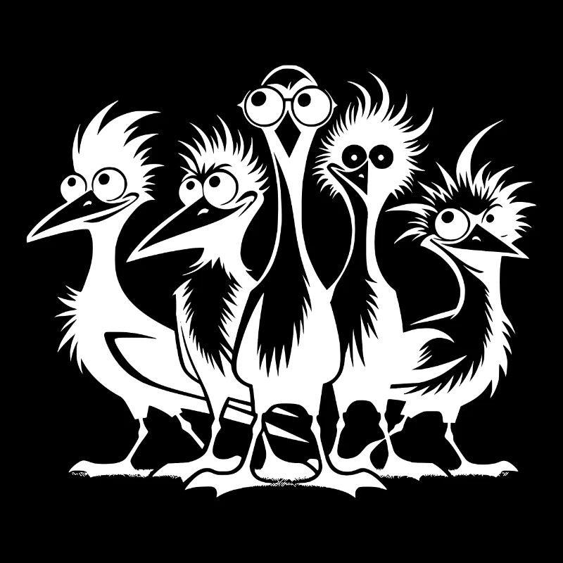 Crazy funny bird group