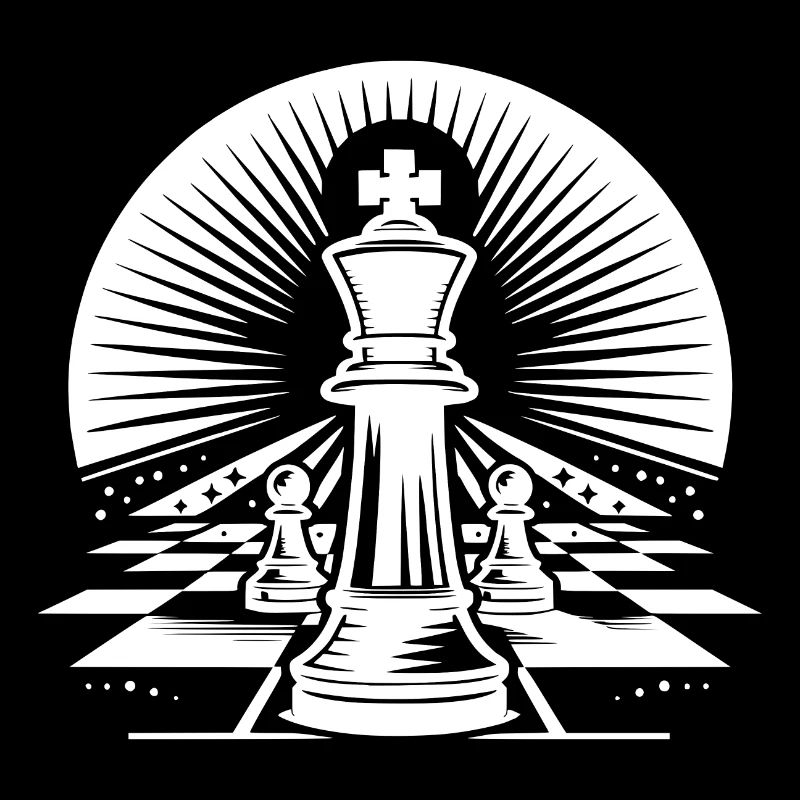 Échiquier avec pièces d’échecs, roi et pions