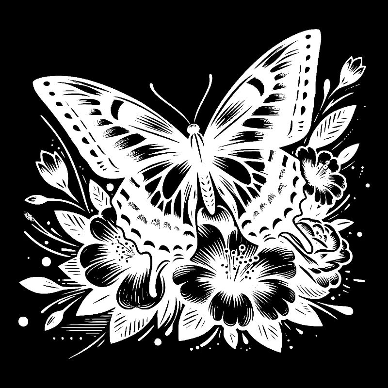 Fleurs de papillon imaginatives et insecte