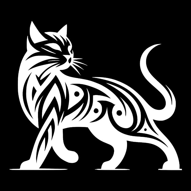 Tribal cat tattoo in stylish elegance