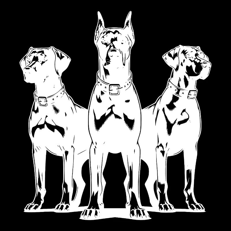 Trois élégants chiens de garde vigilants en poste