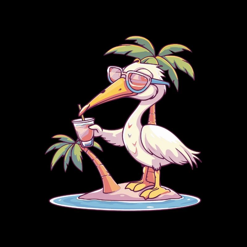 Pelikan Vogel Sommer Strand Comic