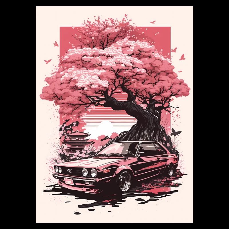 Vintage Sakura Kirschblüten Baum Auto