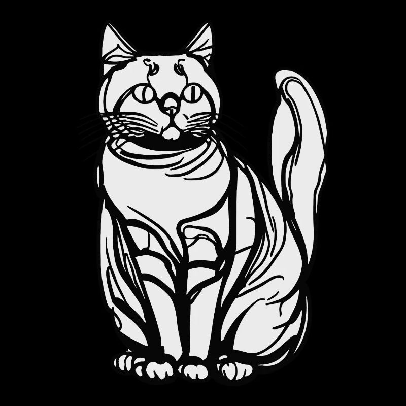 Einzeilige sitzende Katze