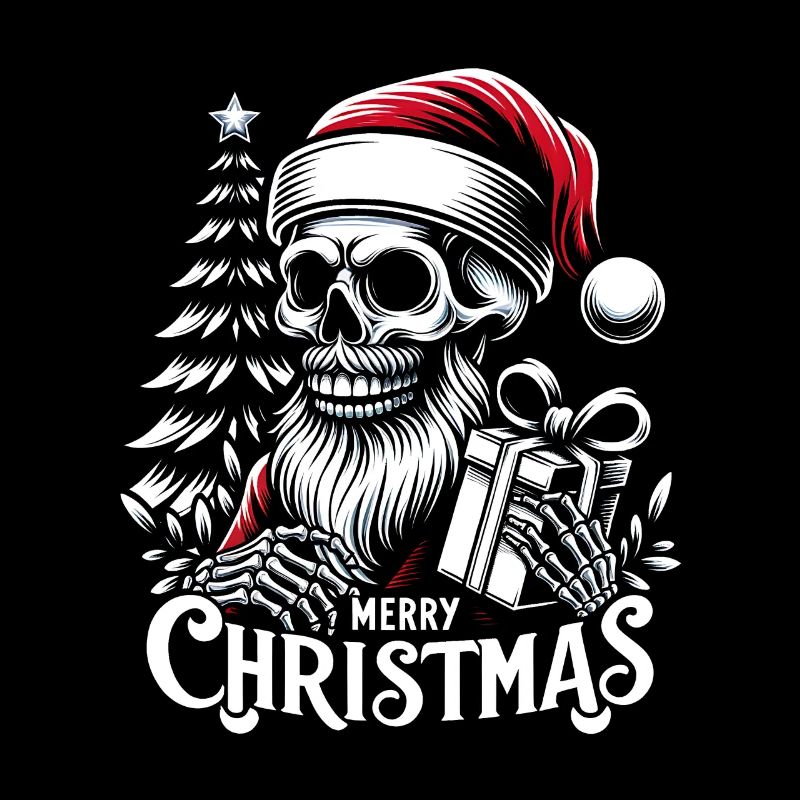 Crâne de Père Noël effrayant avec colis