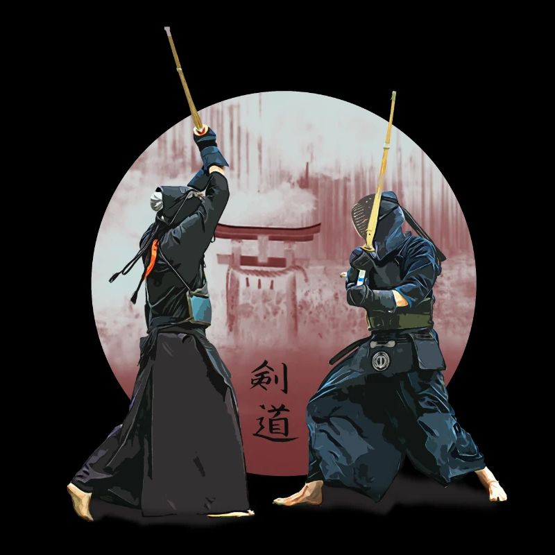 Combat à l’épée de Kendo japonais avec Torii