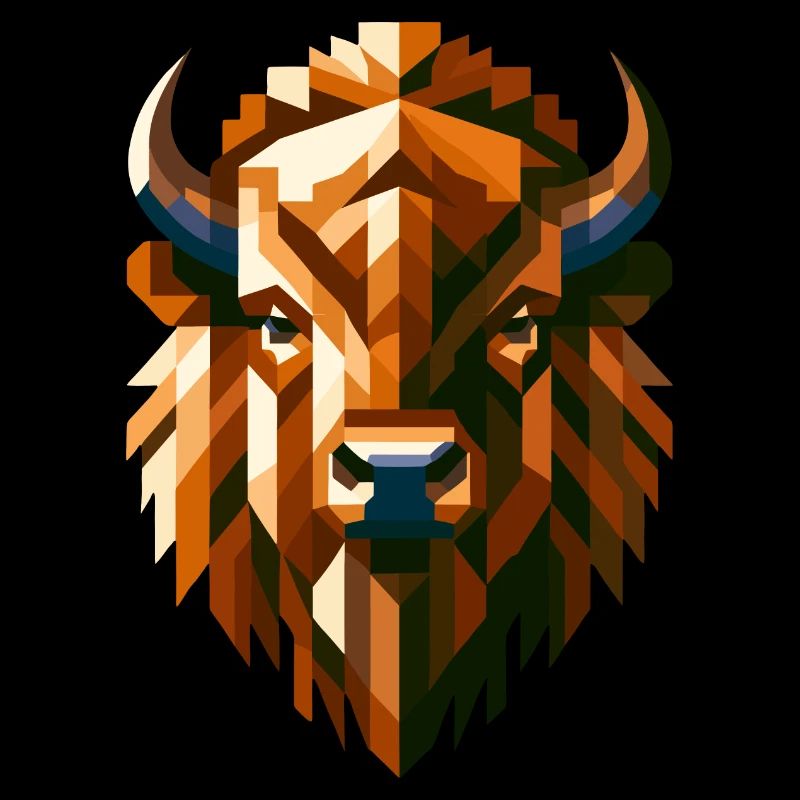 Bison géométrique abstrait - Design de couleur
