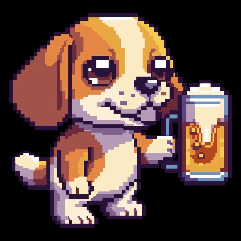 Beagle Dogs Beer Pixel