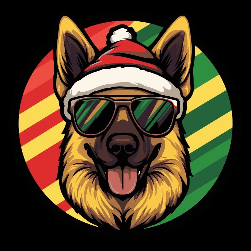 German Shepherd Dog Christmas Cool