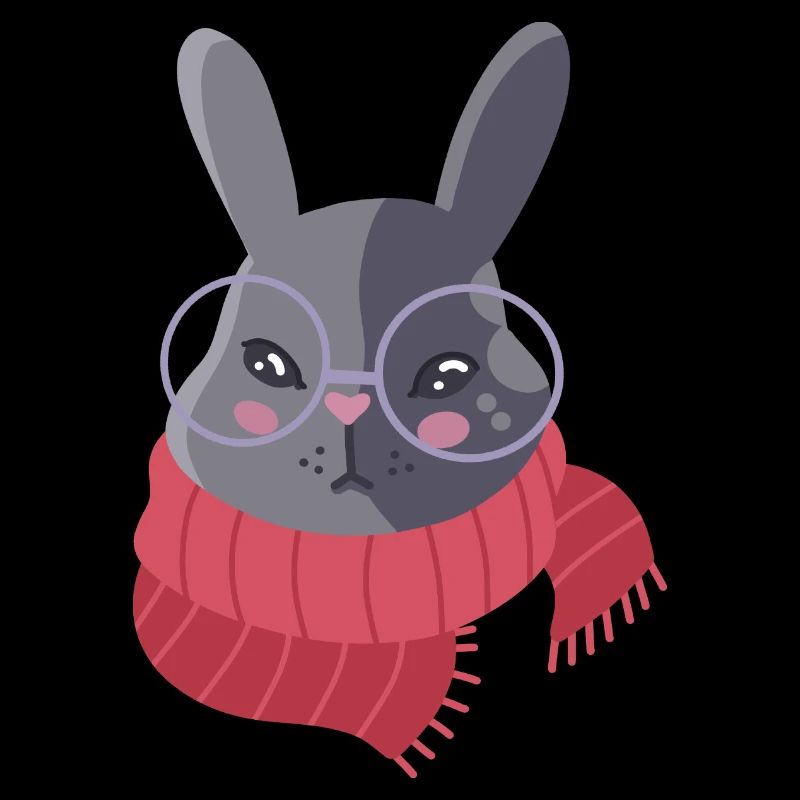 Cute grey rabbit in a Winter Red Scarf