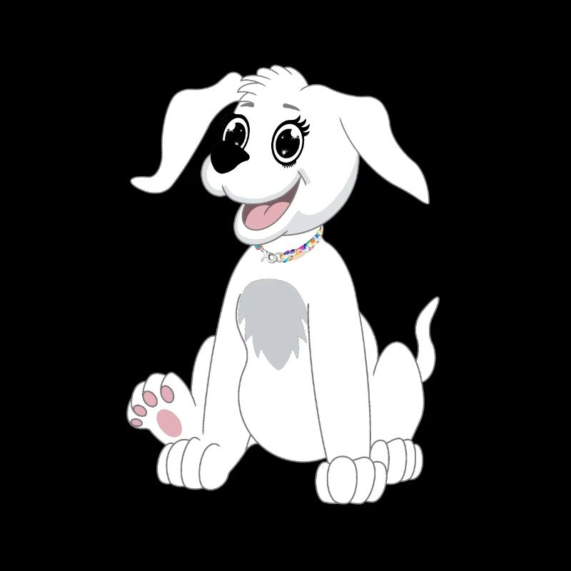 Chien assis - blanc