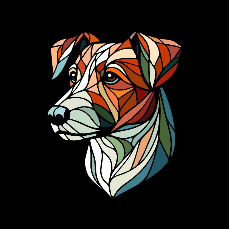 Geometrischer Jack Russel Hundekopf, Polygon Kunst