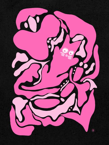 Chat rose abstrait