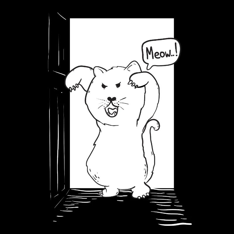 Chat devant la porte pour Halloween