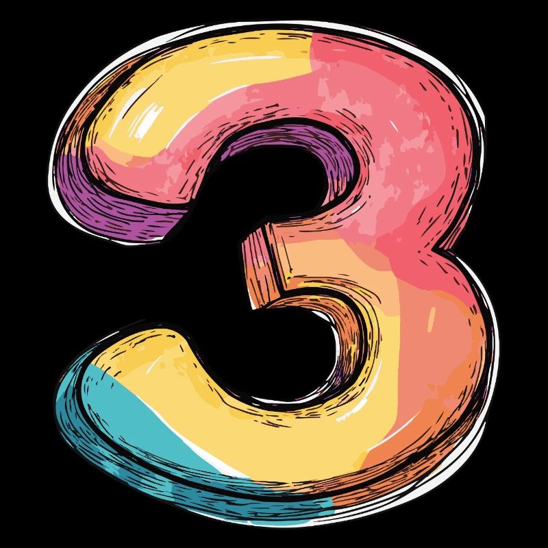 3 Number Colorful