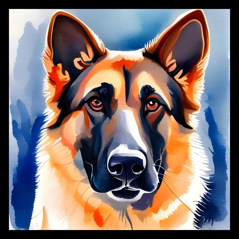 German Shepherd watercolour Portrait