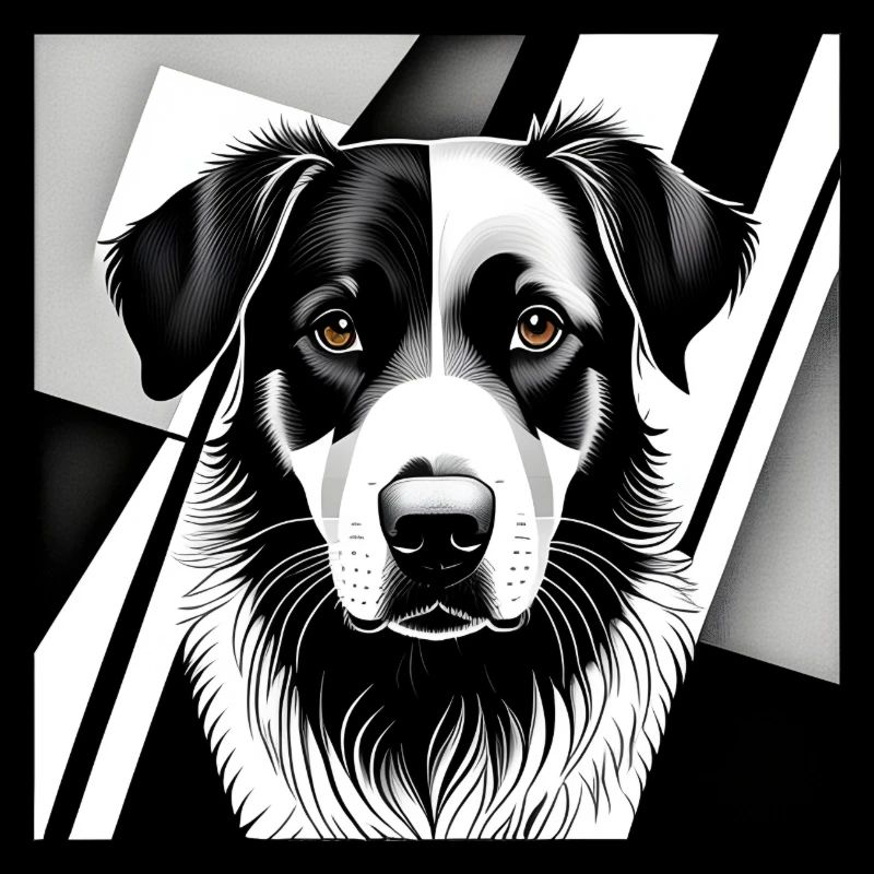 Collie : Cubiste Noir & Blanc
