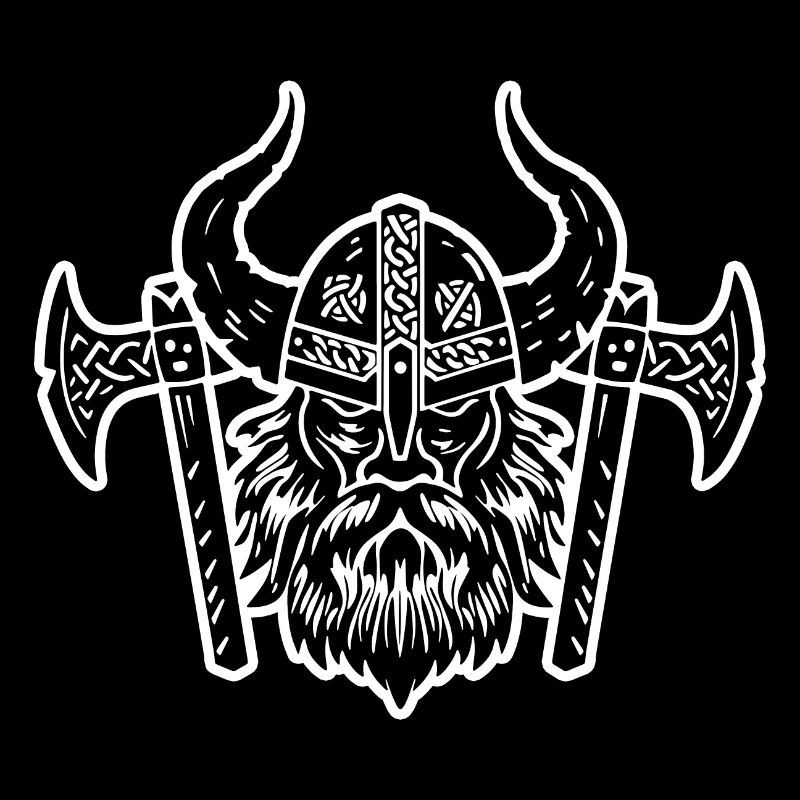 Wikinger Axt und Kopf mit Helm