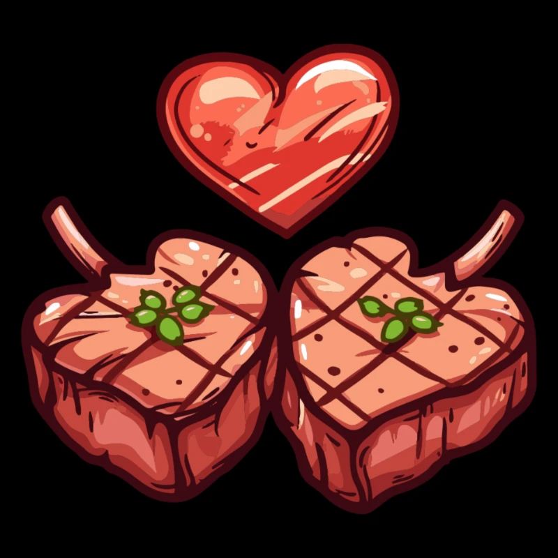 Steak Fleisch Giillen Paar Liebe Herz