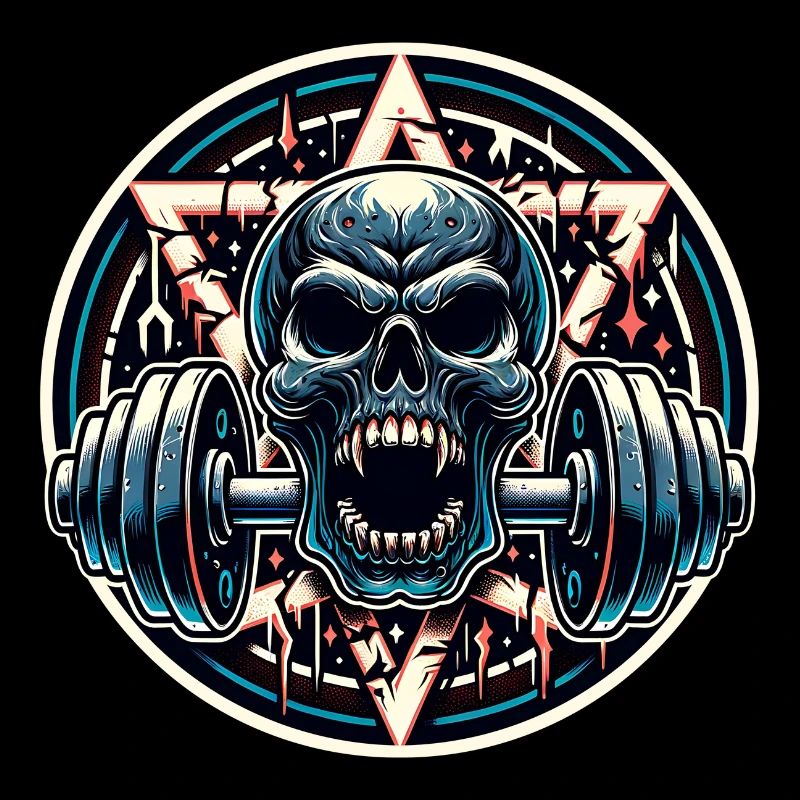 Skull with Pentagram Workout Dumbbell Bodybuilding