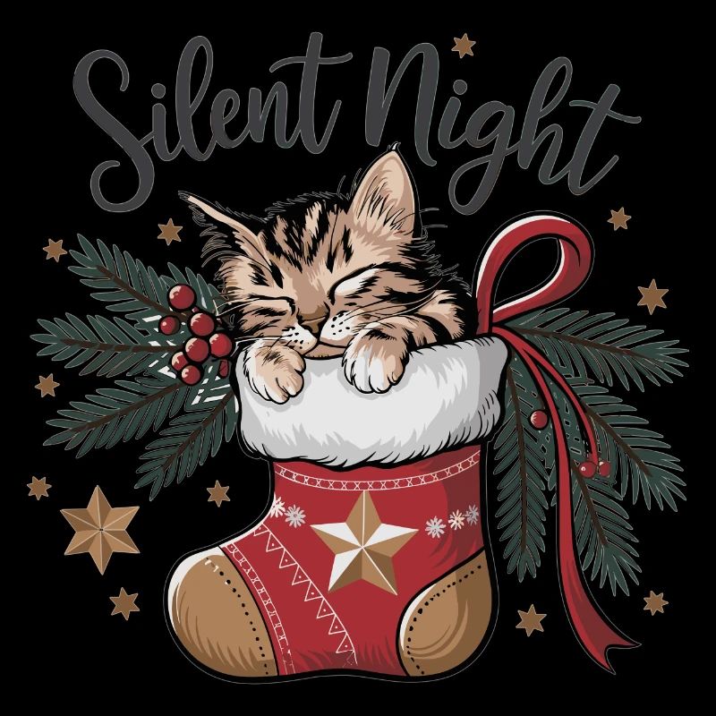 Douce nuit – Chaton en bas de Noël