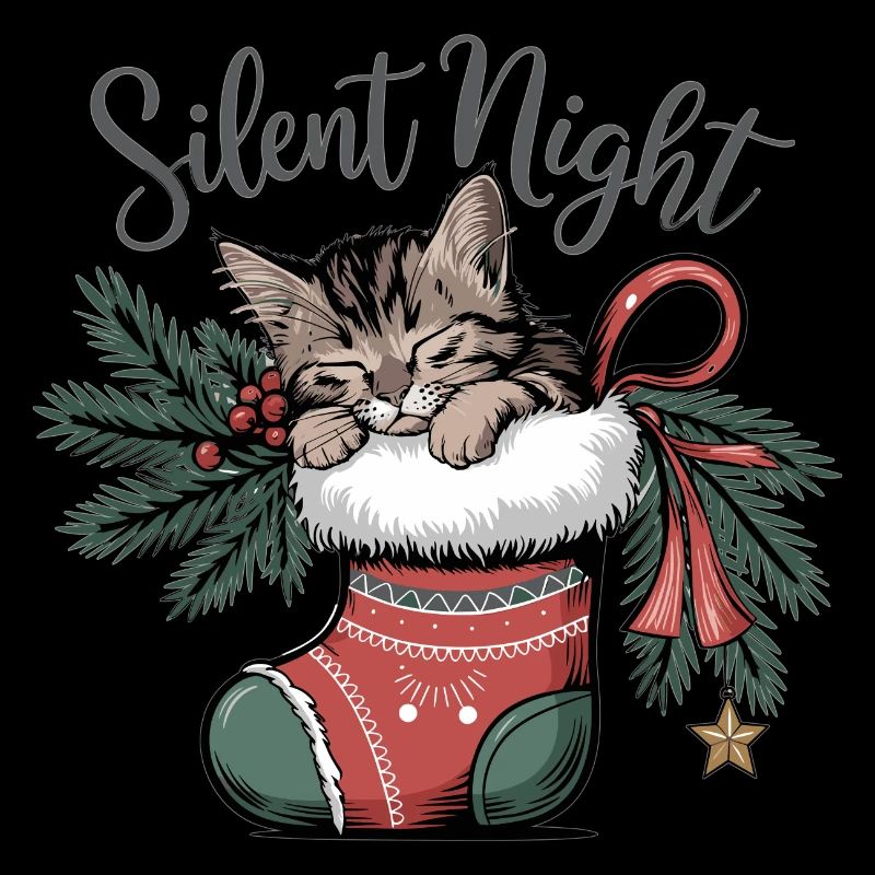 Douce nuit – Chaton en bas de Noël