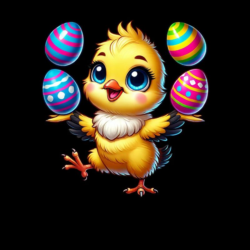 Easter Chicken Chick Easter Egg Juggling