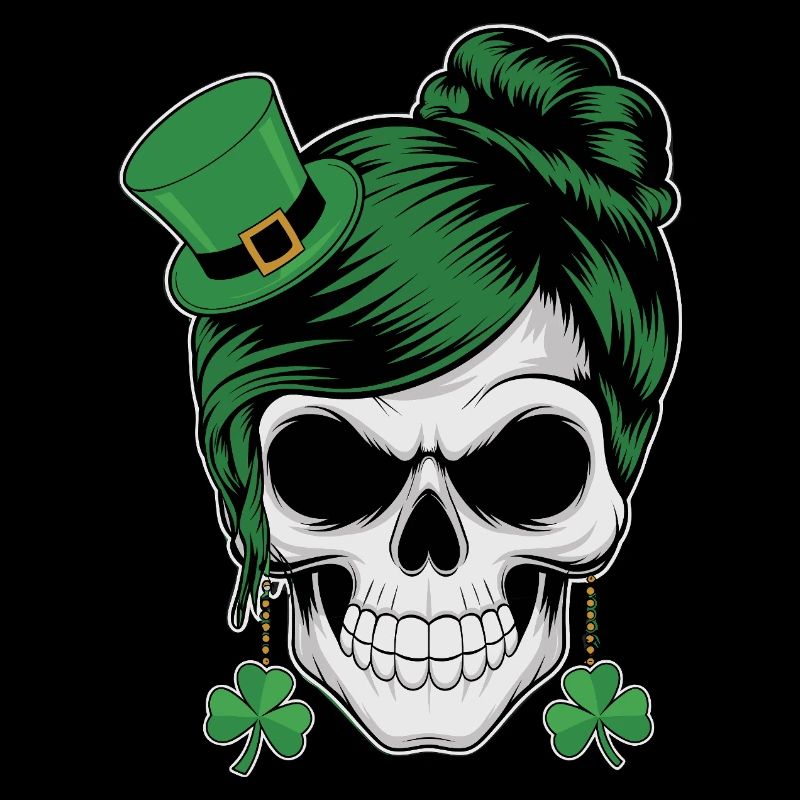crâne de la Saint-Patrick avec des cheveux verts