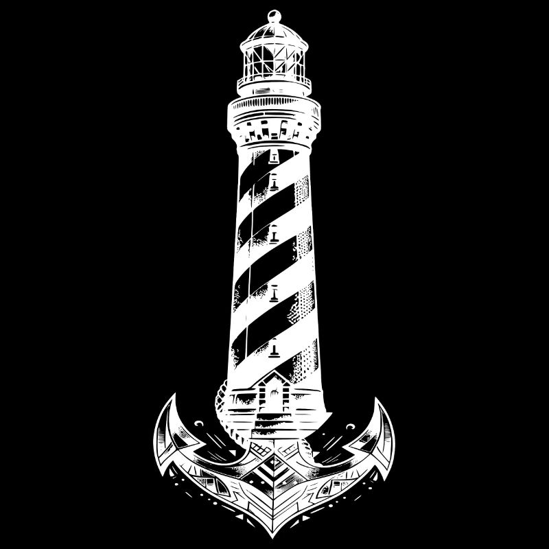 Oblique Striped Coastal Lighthouse Anchor Design