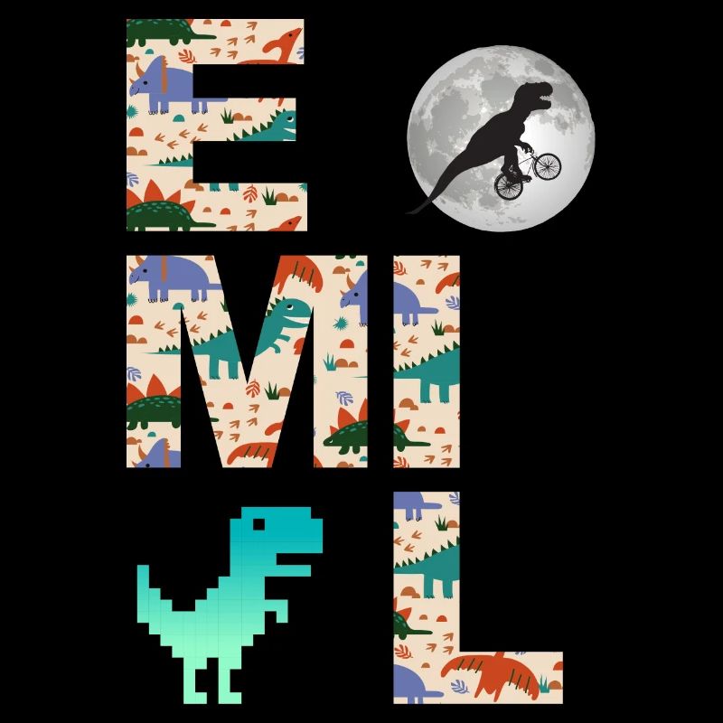 EMIL - Beautiful boy name with dinosaur