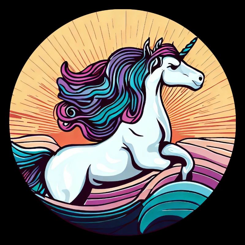 Licorne élégante au coucher du soleil