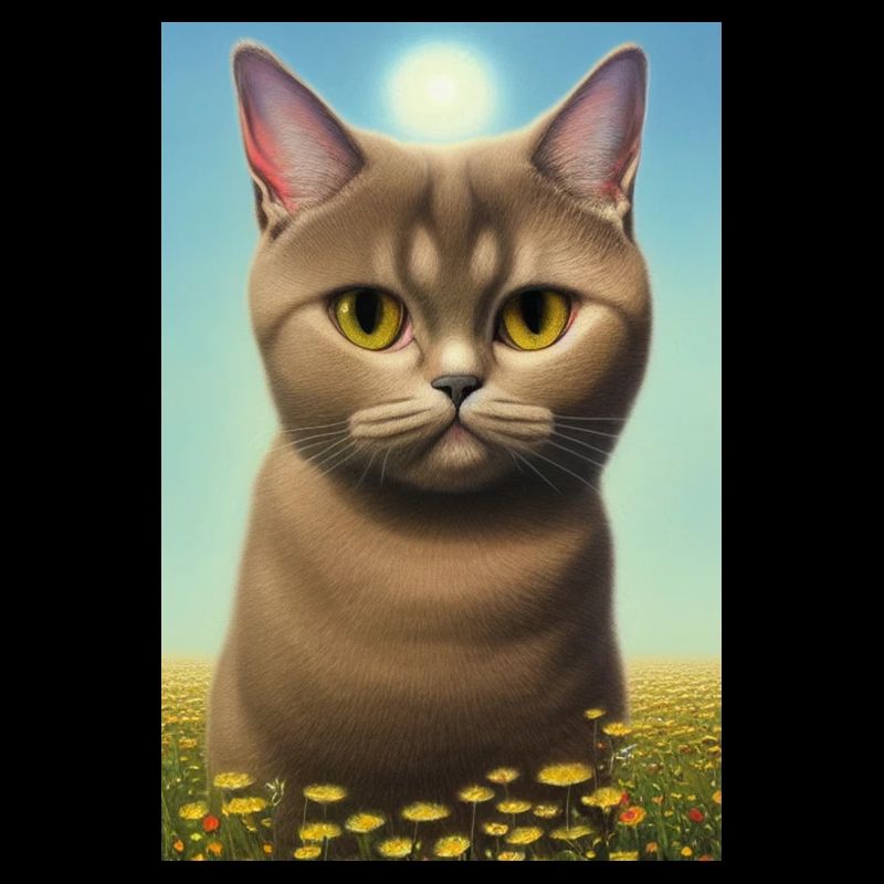 Chat mignon dans le champ de fleurs