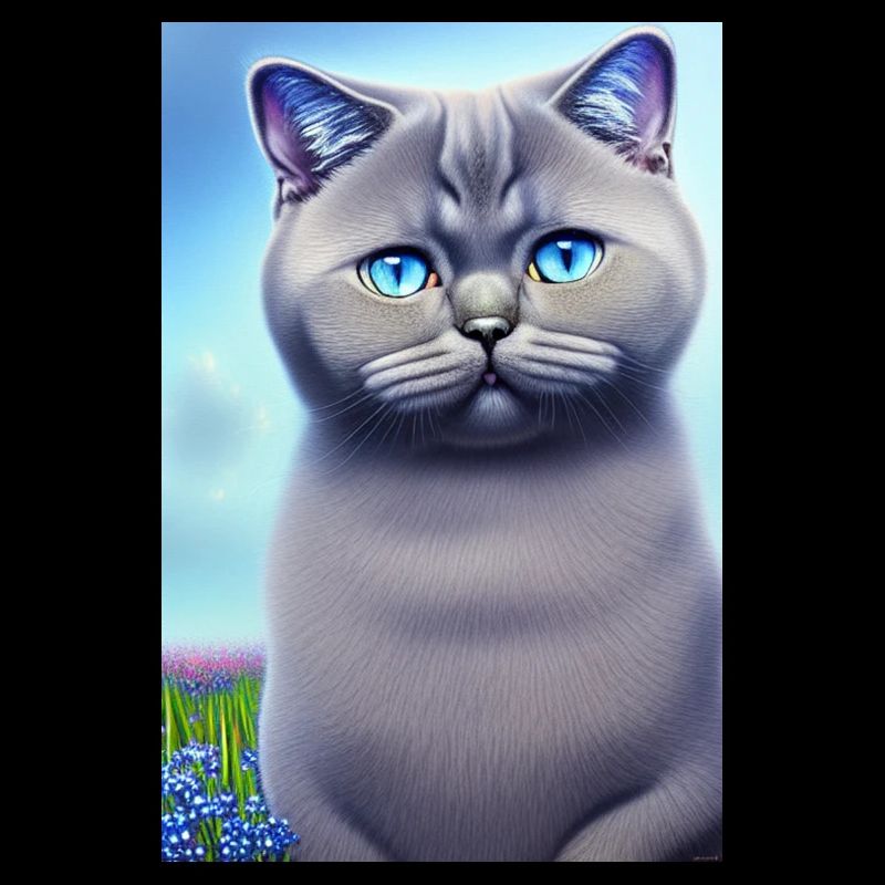 Chat mignon dans le champ de fleurs