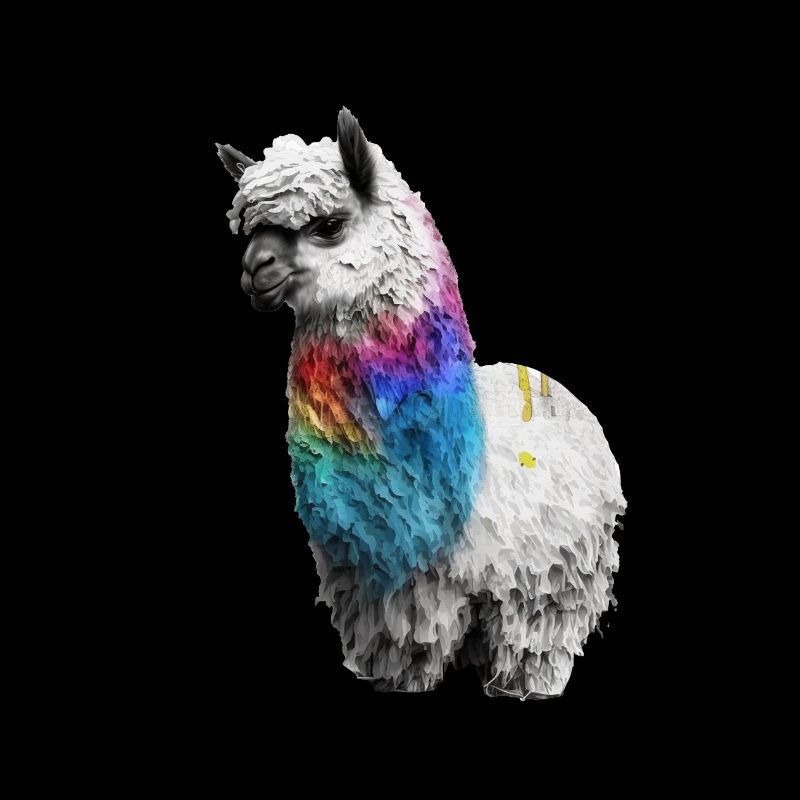 Alpaca Llama Realistic Rainbow