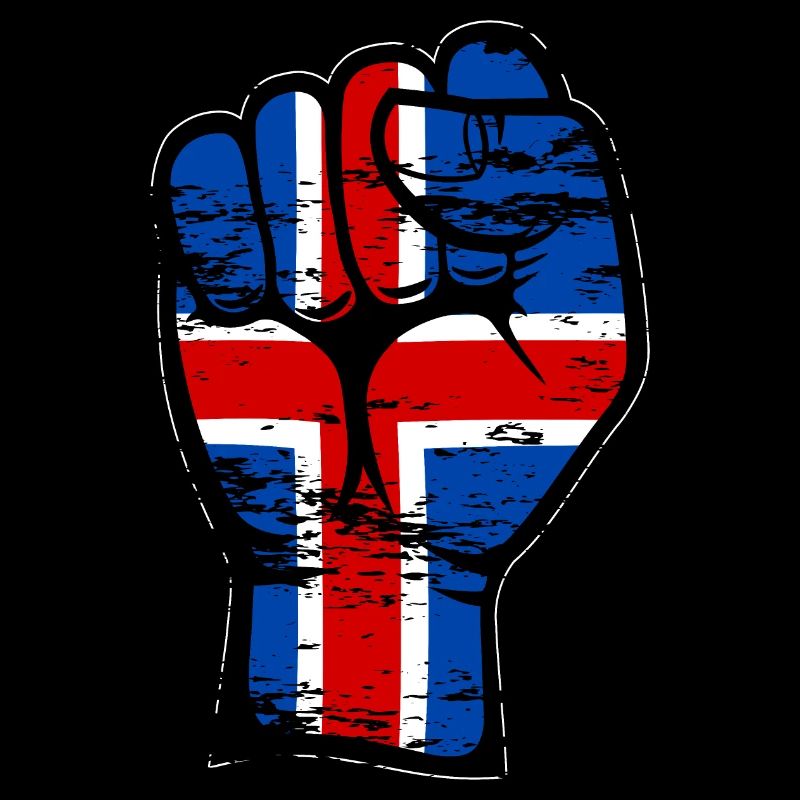 Drapeau de l’Islande poing main utilisé symbole
