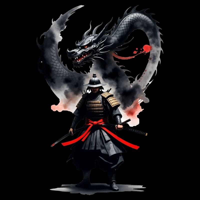 Samurai Krieger Schwarzer Drache