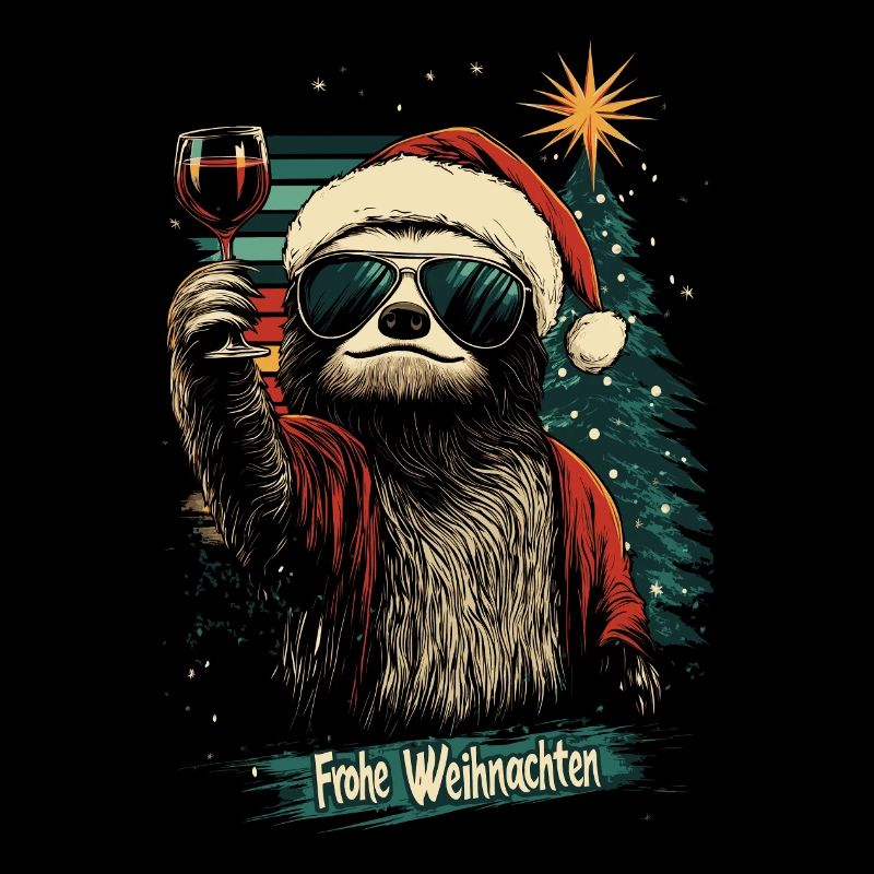 Faultier Weihnachten Wein