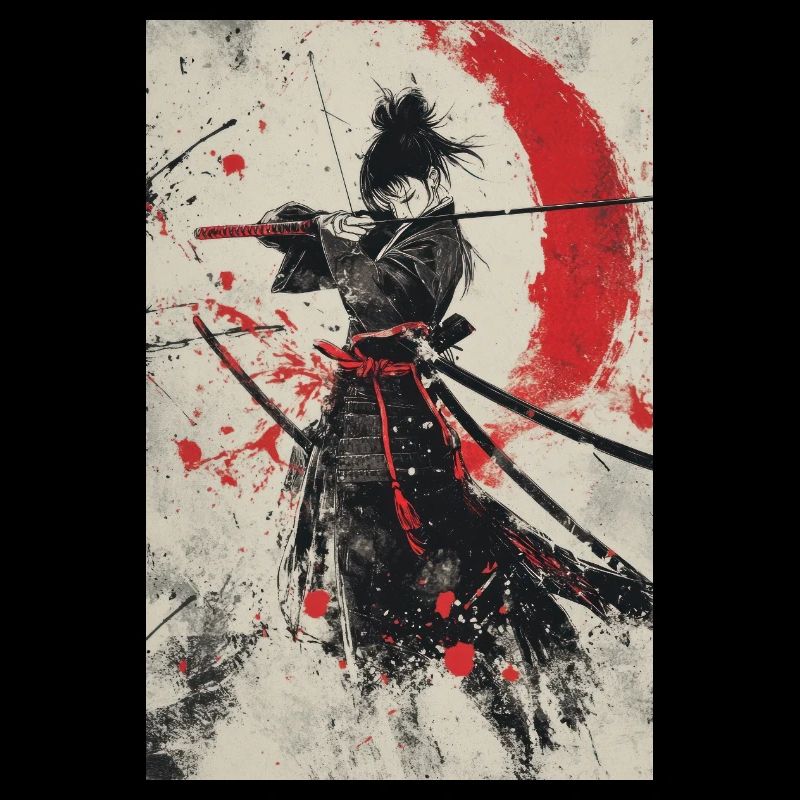 Samurai-Geist in Rot und Schwarz