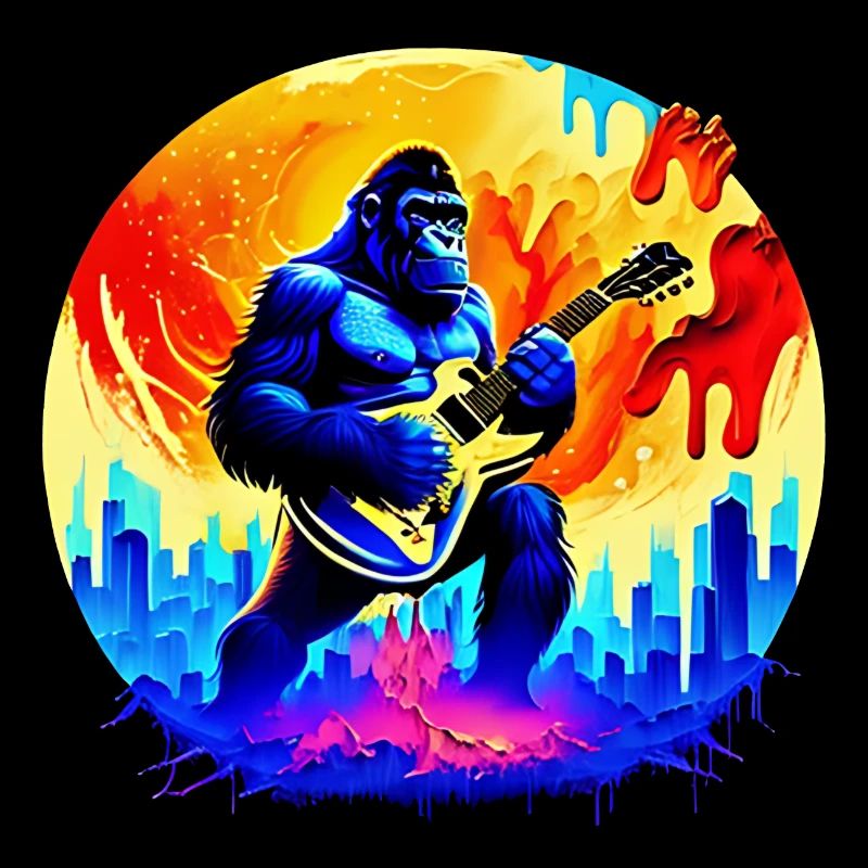 Gorilla plays guitar