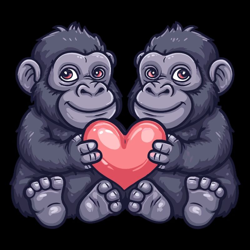 Couple de gorilles Amour Saint-Valentin